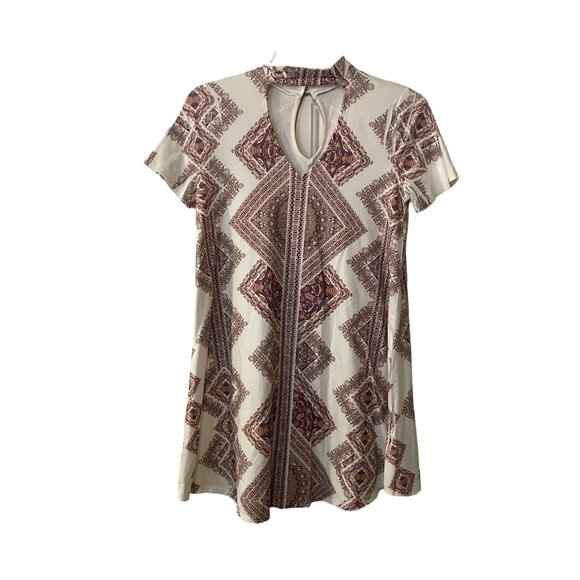 Altar'd State Size Small Women's Boho Print Keyhole Mini Dress #T-5-5-10 - Picture 1 of 8